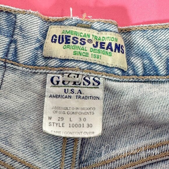 Vintage Guess Frayed Hem Jean Shorts Lightwash Size 29 - Picture 3 of 7